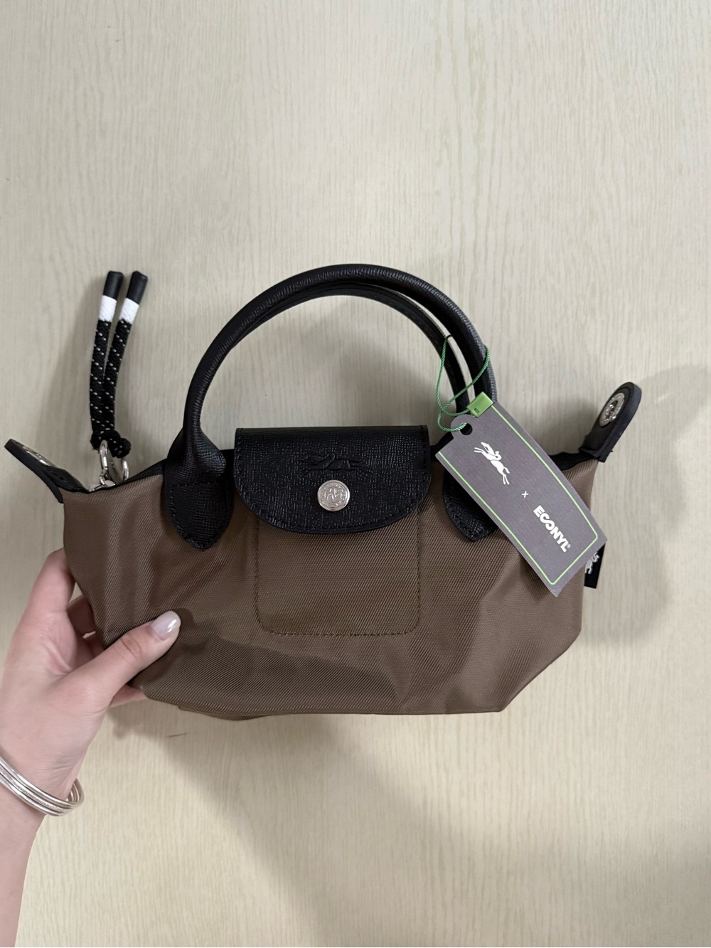 Longchamp Mini Tote in Brown with Black Trim - Picture 1 of 6